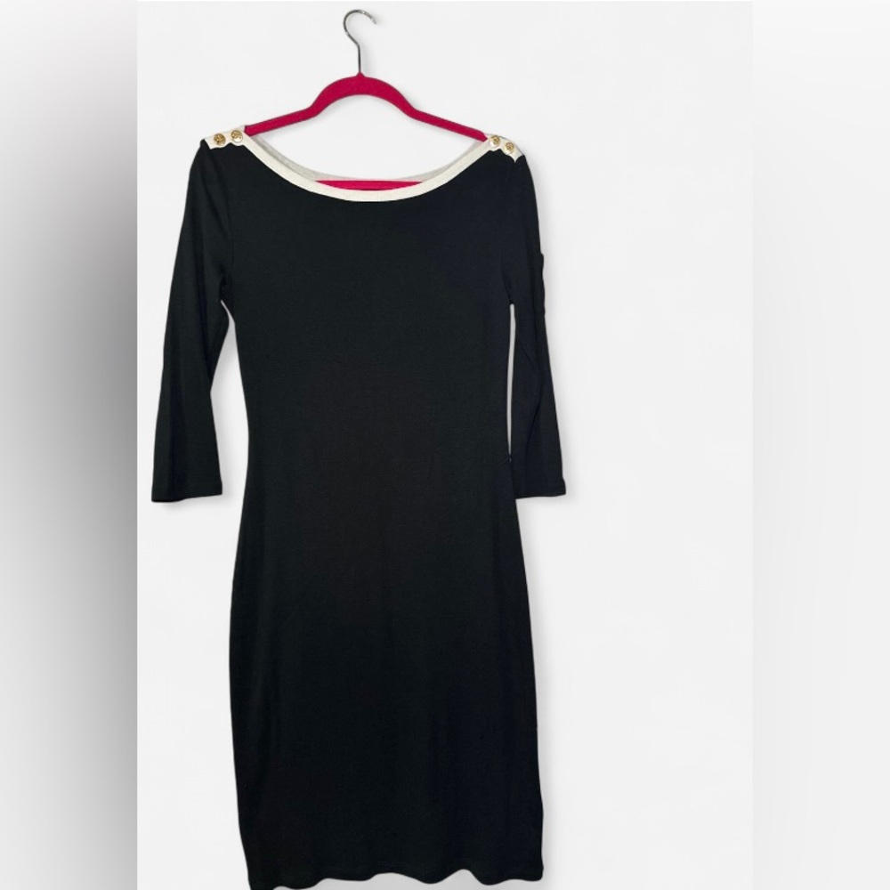 Retro 90s/Y2K Lauren Ralph Lauren Black Boatneck Dress Women’s Small - Picture 2 of 9